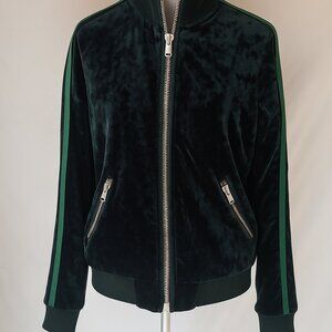 The Kooples Sport Emerald Green Velvet Zip Jacket – Parisian-Inspired Streetwear